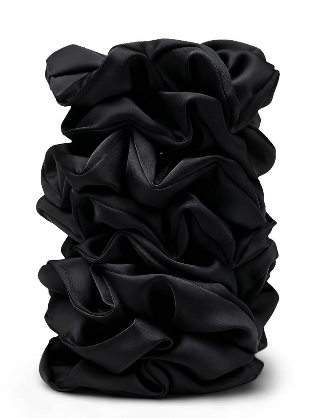 8PCS Black Satin Scrunchies for Women – No Crease Hair Ties
